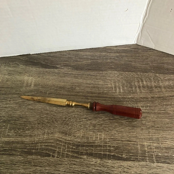 Vtg Brass and Wood Letter Opener - Picture 6 of 7